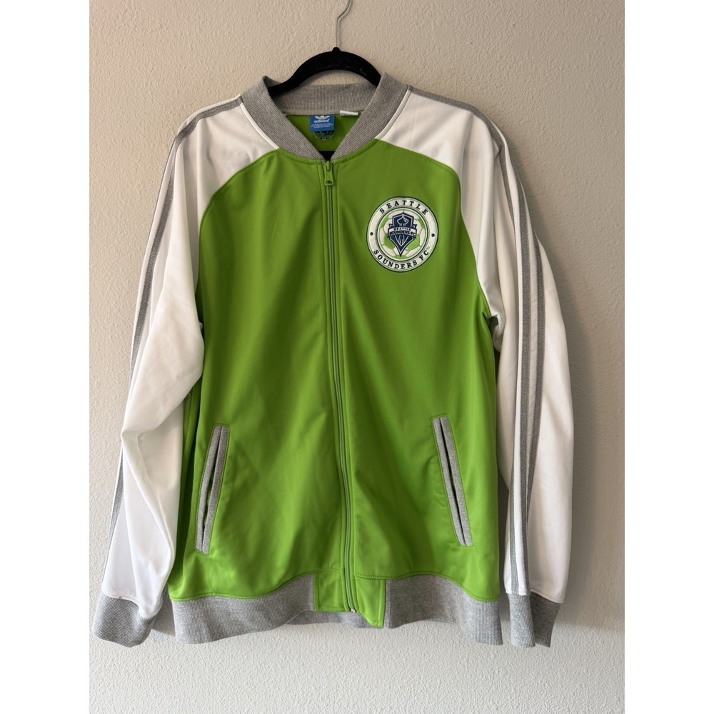 SEATTLE SOUNDERS FC ADIDAS Track Jacket Adult Size Large Green White 3 Stripe🔥